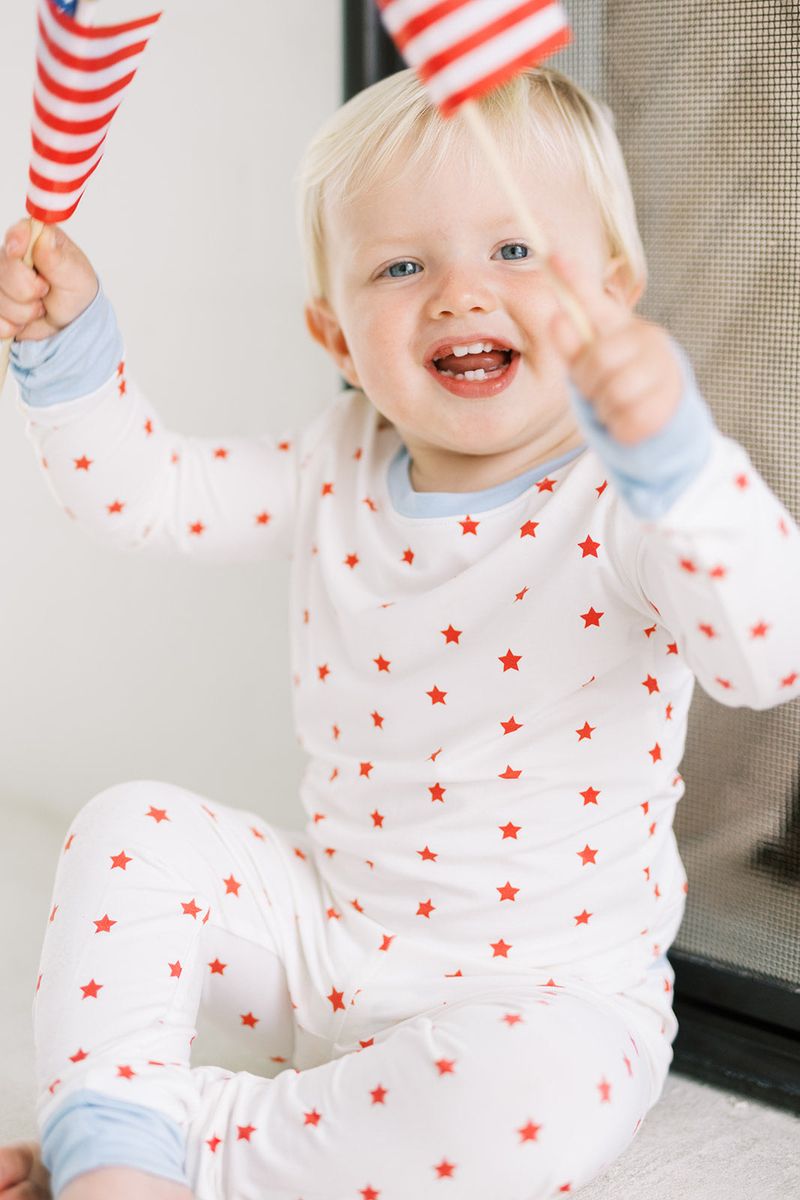 The Uptown Baby 2 Piece Pajama Set in Red Stars
