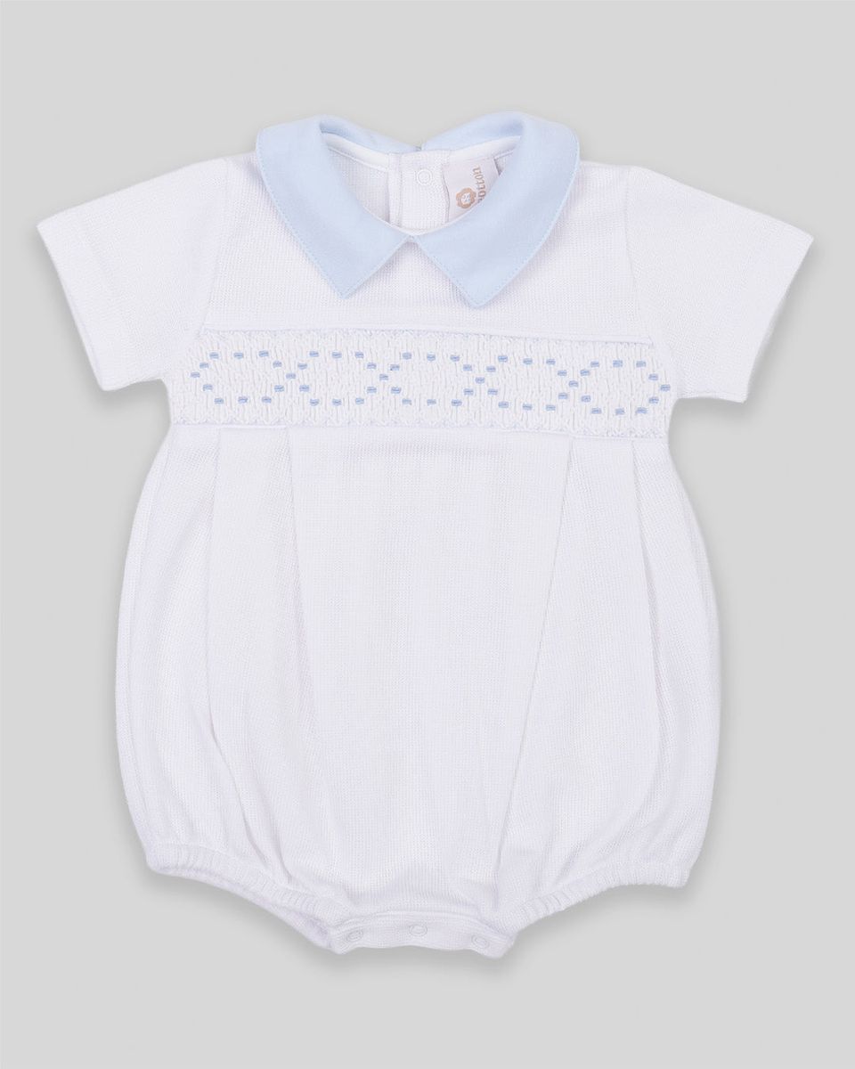 Mio Cotton Joy Baby Boy Special Knit Pima Cotton Hand Smocked Bubble