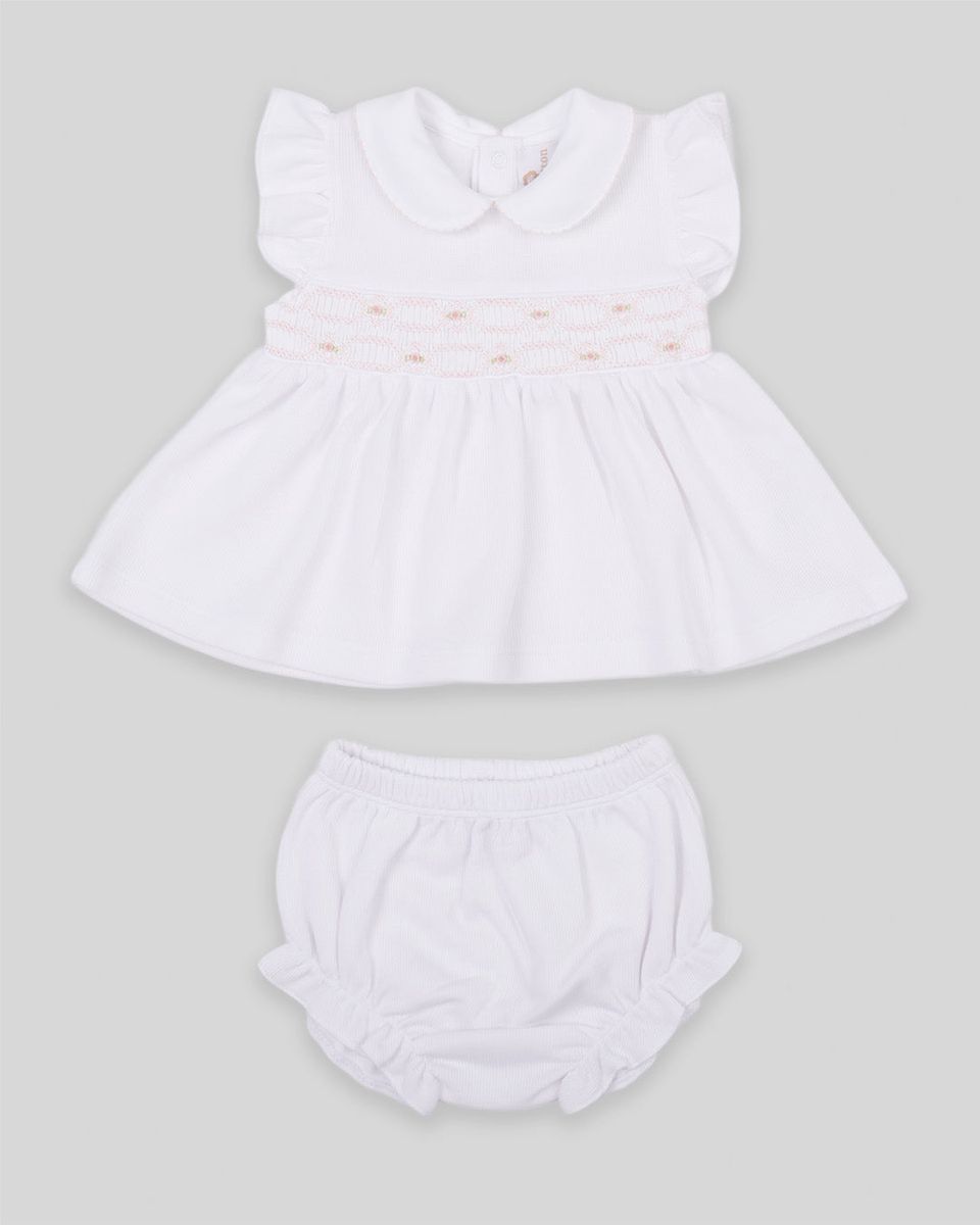 Mio Cotton Mini Dress Set Special Knit Pima Cotton Hand Smocked