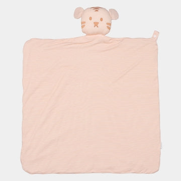 The Uptown Baby Mini-Stripe Tiger Lovey + Paci Clip Holder in Creamsicle