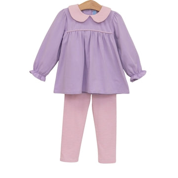 Trotter Street | Abigail Pant Set- Lavender/Light Pink Stripe