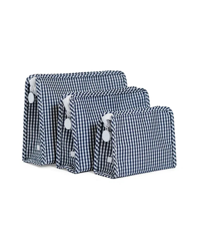 TRVL Design | Medium Roadie Zip Pouch in Navy Gingham