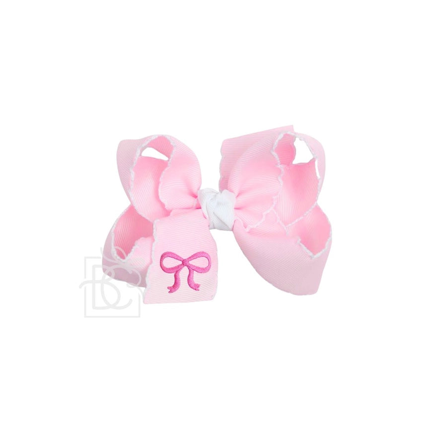 Beyond Creations |5.5 in Lt Pink Headband with Dark Pink Stitched Bow