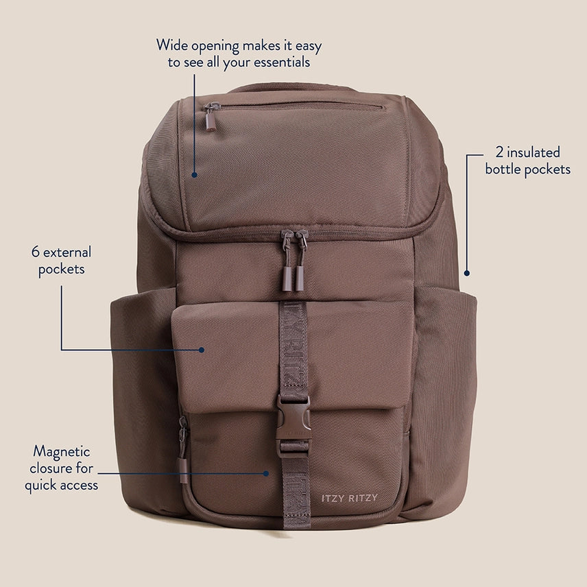 Itzy Ritzy | Belong Bucket Backpack™ – Modern Unisex Backpack in Mocha