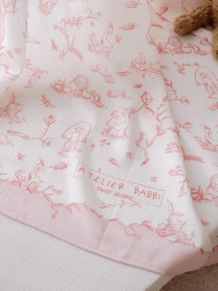 Atelier Babbi | Muslin Baby Swaddle, Double-Layer Toile De Jouy