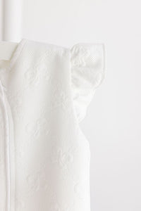 Terry Tots White Jacquard Bows Sleepsack