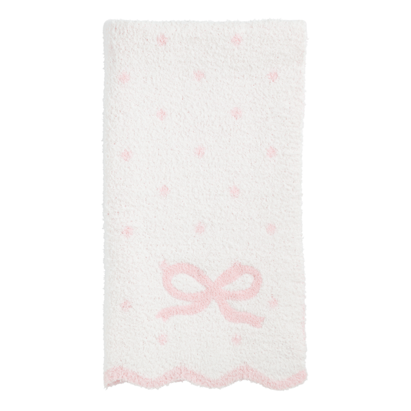 Mud Pie Chenille Scalloped Bow Blanket