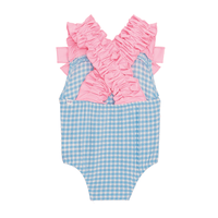 Mudpie Blue Crinkle Check Swimsuit