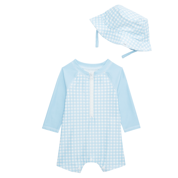 Mudpie Baby Gingham Rashguard Blue