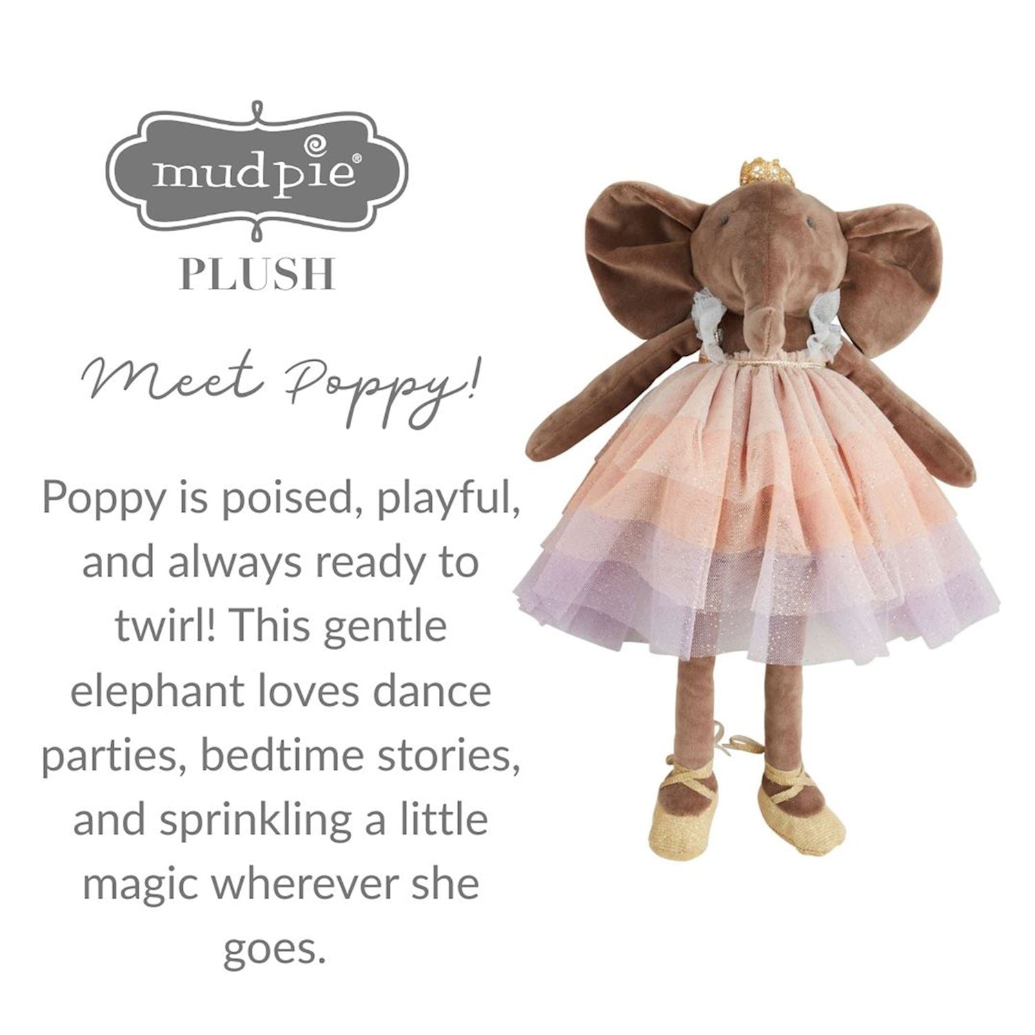 Mud Pie | Poppy The Elephant Princess Jumbo Pal