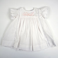 Marcela White Embroidered Chicks Ruffle Sleeve Dress