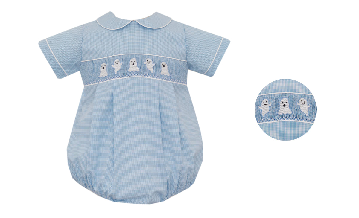 Petit Bebe | Ghost Boys Lt Blue Microcheck Bubble