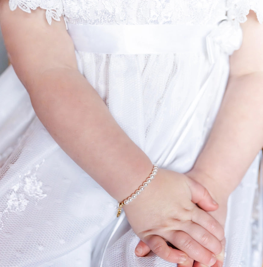 Cherished Moments | 14K Gold Plated Pearl Baby Bracelet- Audrey