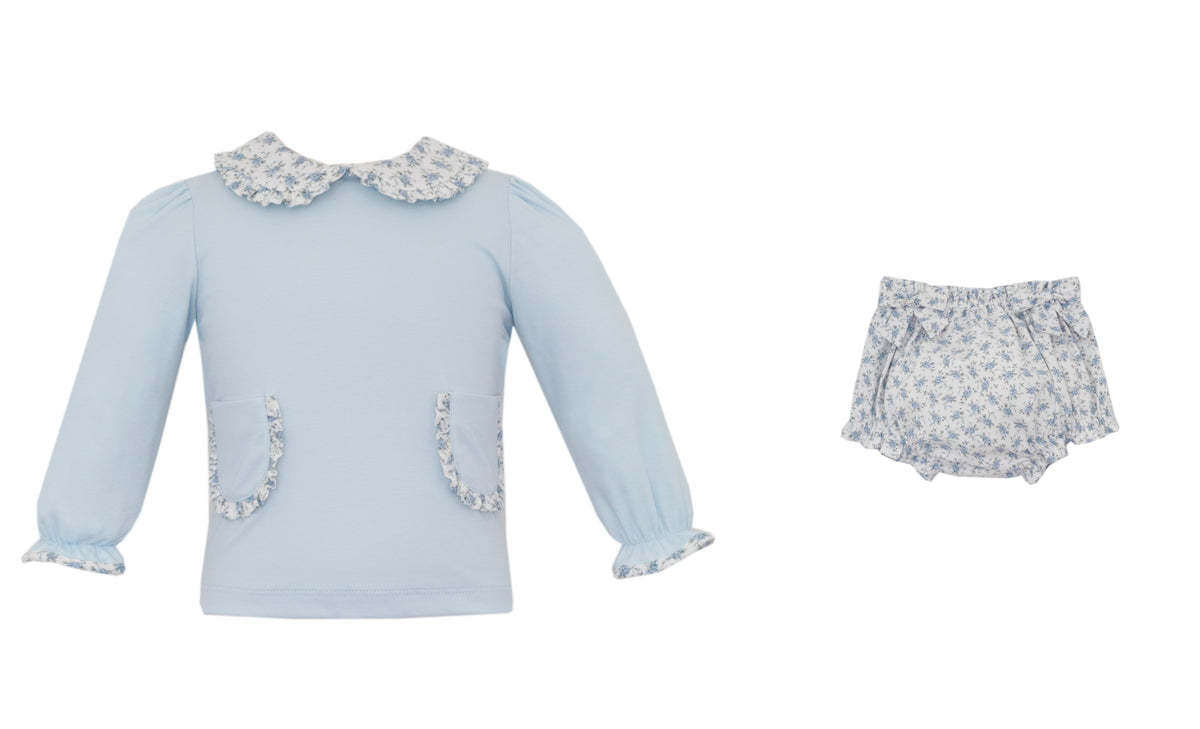 Petit Bebe | Blue Floral Bloomer Set