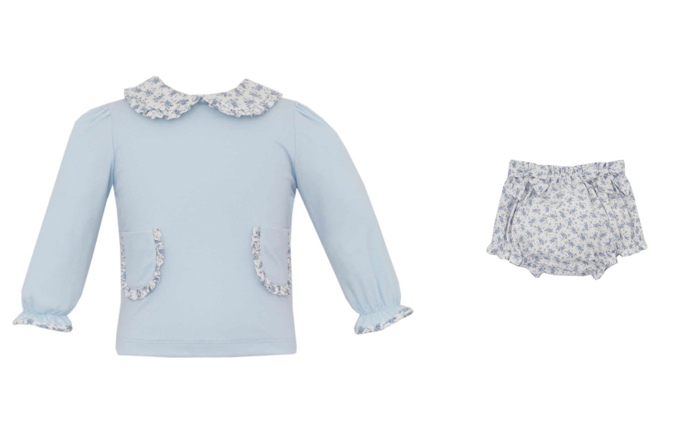 Petit Bebe | Blue Floral Bloomer Set