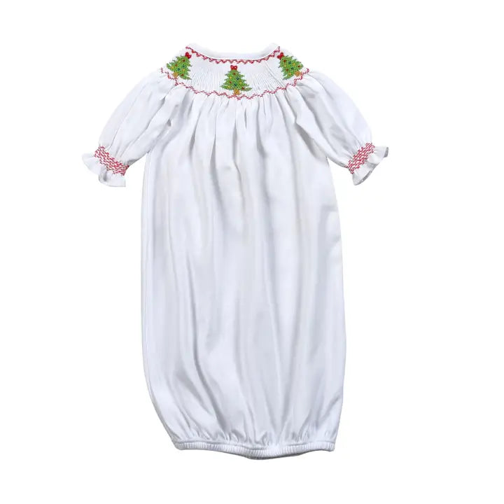 Hand Smocked Christmas Trees Gown