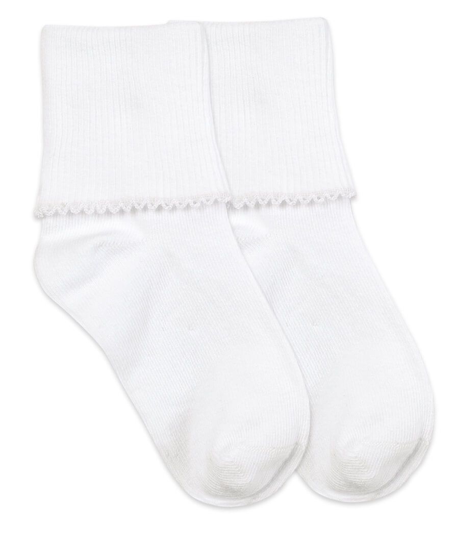 Jefferies Socks Smooth Toe Tatted Edge Turn Cuff Socks- White