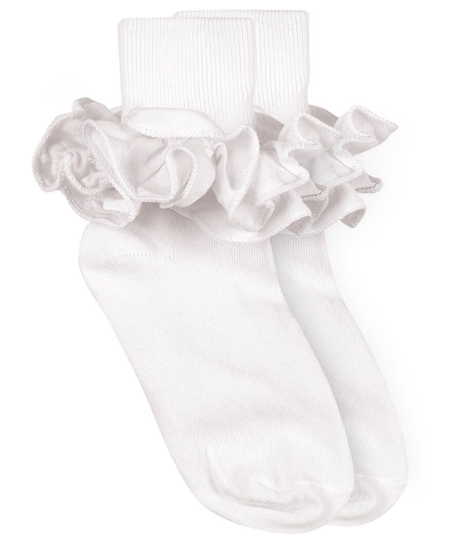 Jefferies Socks | Misty Ruffle Lace Turn Cuff Socks