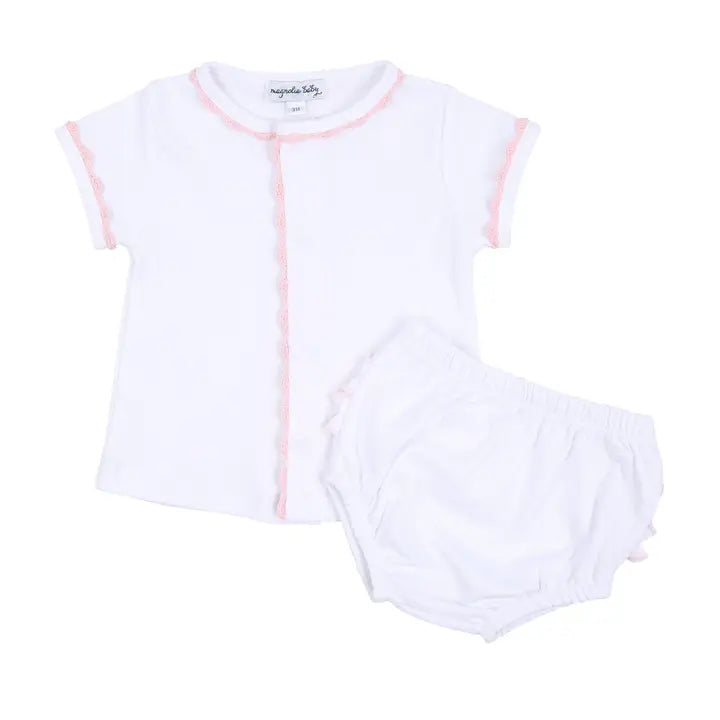Magnolia Baby Joy Ruffle Diaper Cover Set with Pink Crochet Trim