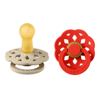 BIBS Boheme Natural Rubber Paci set of 2 Vanilla/Candy Apple