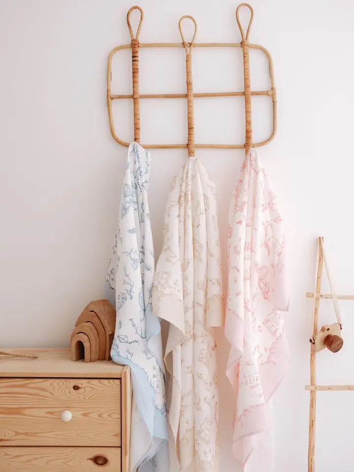 Atelier Babbi | Muslin Baby Swaddle, Double-Layer Toile De Jouy