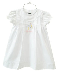 Ruth and Ralph | White Big Sister Stork Embroidered Dress