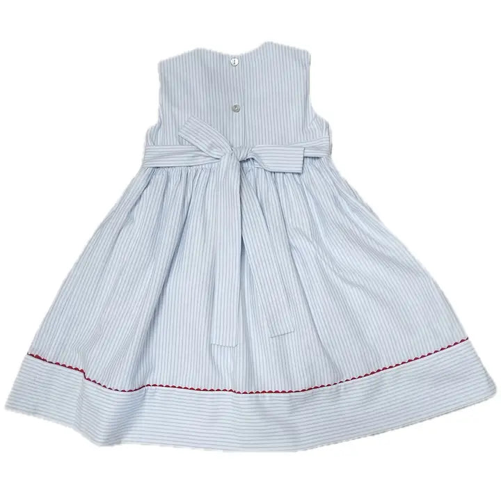 Marco & Lizzy | Girl's Hand Smocked Light Blue Dress - 4th of July