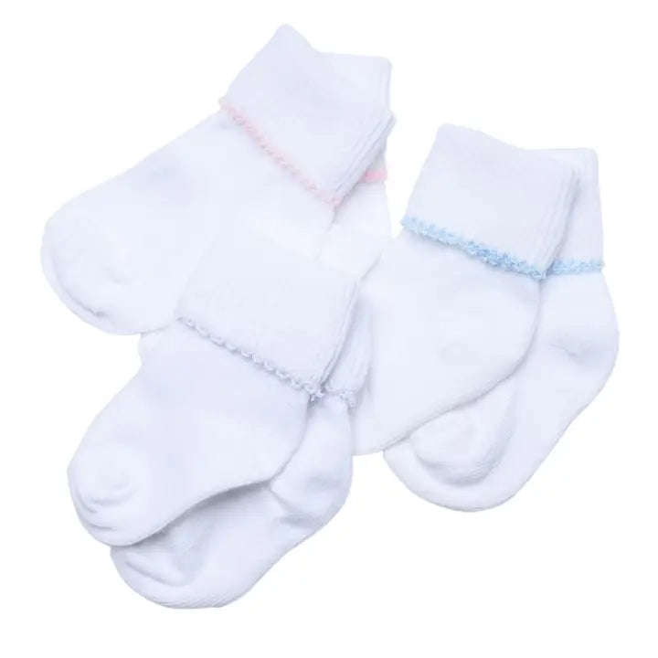 Magnolia Baby Blue Trim Socks 3 months