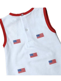 Marco & Lizzy | Star Spangled Banner Flags All Over Boy's Romper
