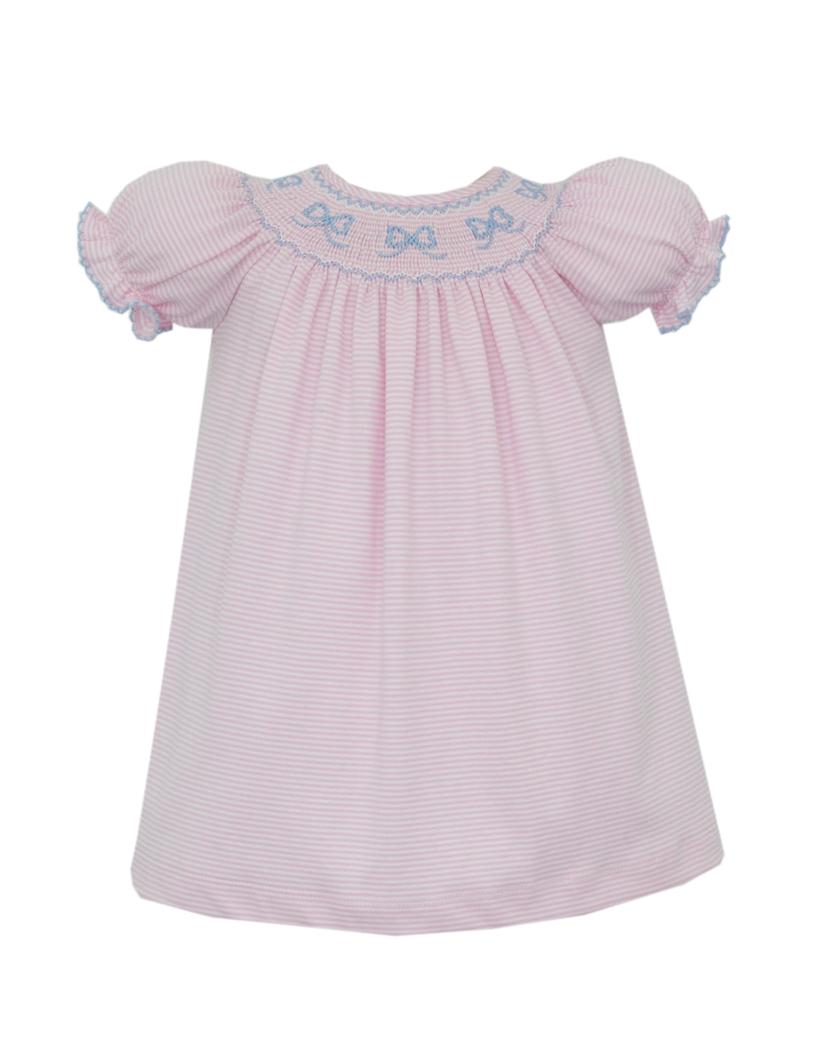 Petit Bebe | Pink Knit Stripe Bows Dress