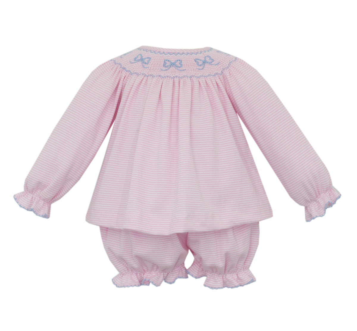 Petit Bebe | Pink Knit Stripe Bows Set