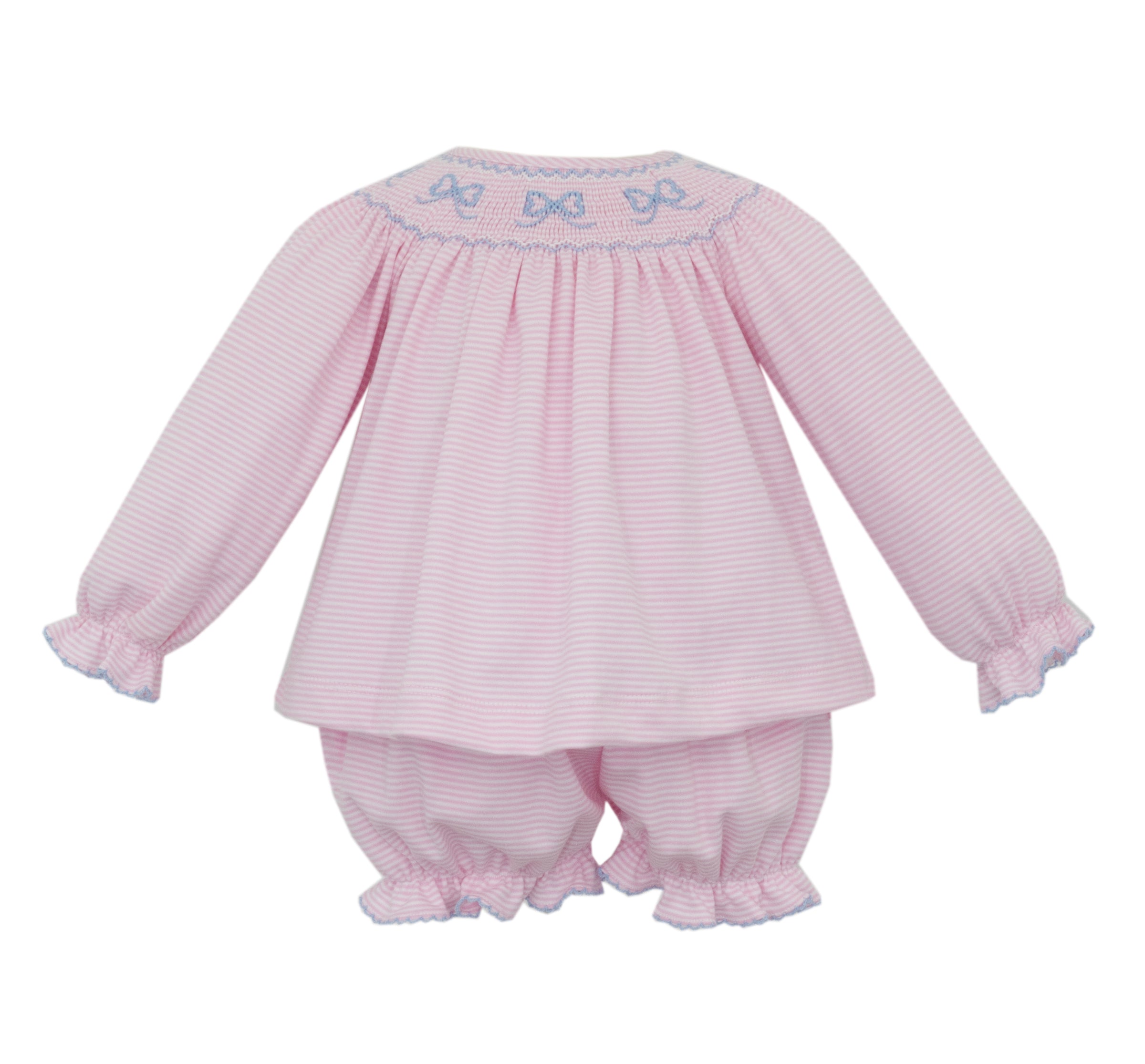 Petit Bebe | Pink Knit Stripe Bows Set