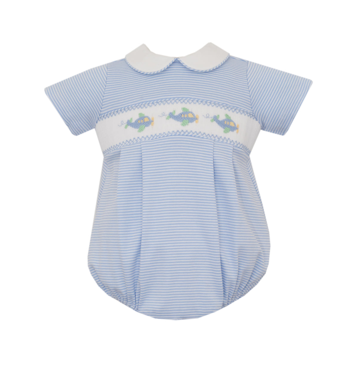 Petit Bebe | Blue Knit Stripe Airplane Bubble
