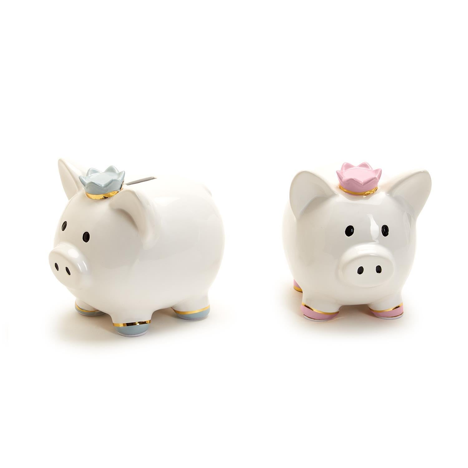 Piggy Bank with Crown in Blue
