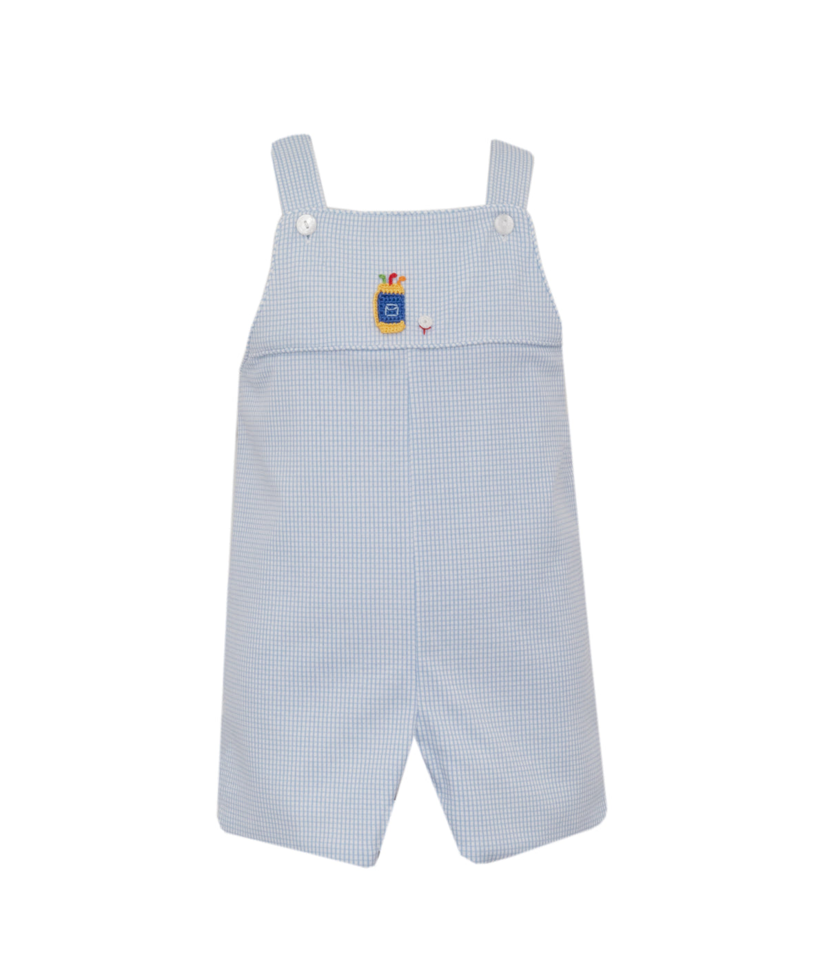 Petit Bebe | Blue Knit Check Boy's Golf Jon Jon