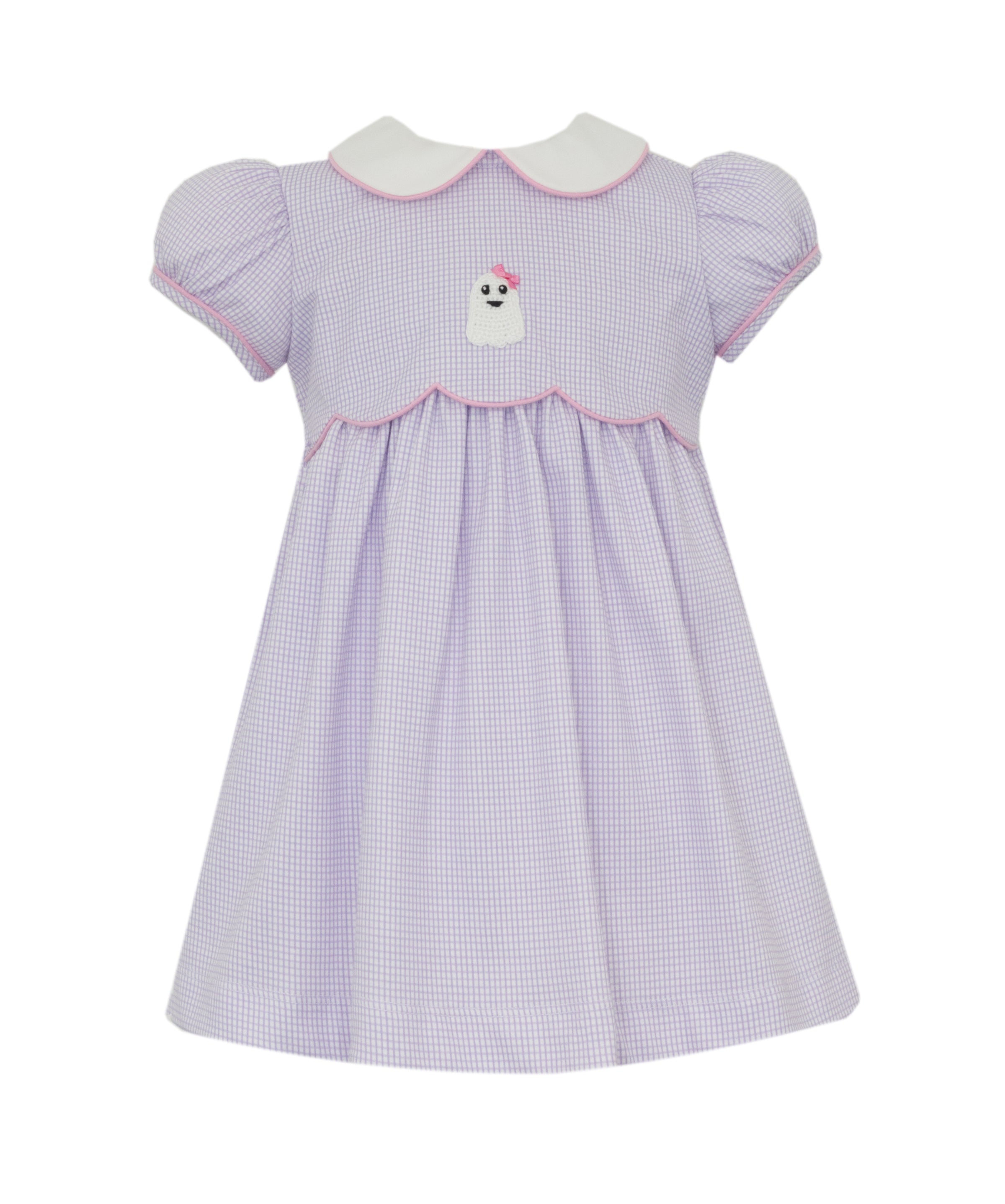 Petit Bebe | Purple Knit Gingham Ghost Dress