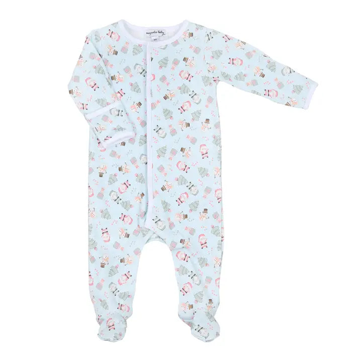 Magnolia Baby Sweet Little Christmas Blue Printed Footie