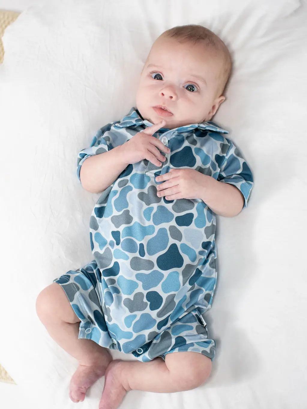 Goosies Watercolor Camo Polo Romper