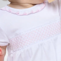 Magnolia Baby Essentials Solid White/Pink Smocked Bubble