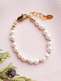Cherished Moments | 14K Gold Plated Pearl Baby Bracelet- Brynn
