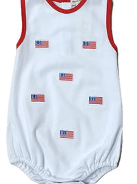 Marco & Lizzy | Star Spangled Banner Flags All Over Boy's Romper