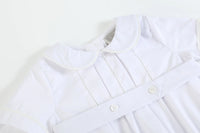 Lil Cactus White Collared Button Romper with Bonnet
