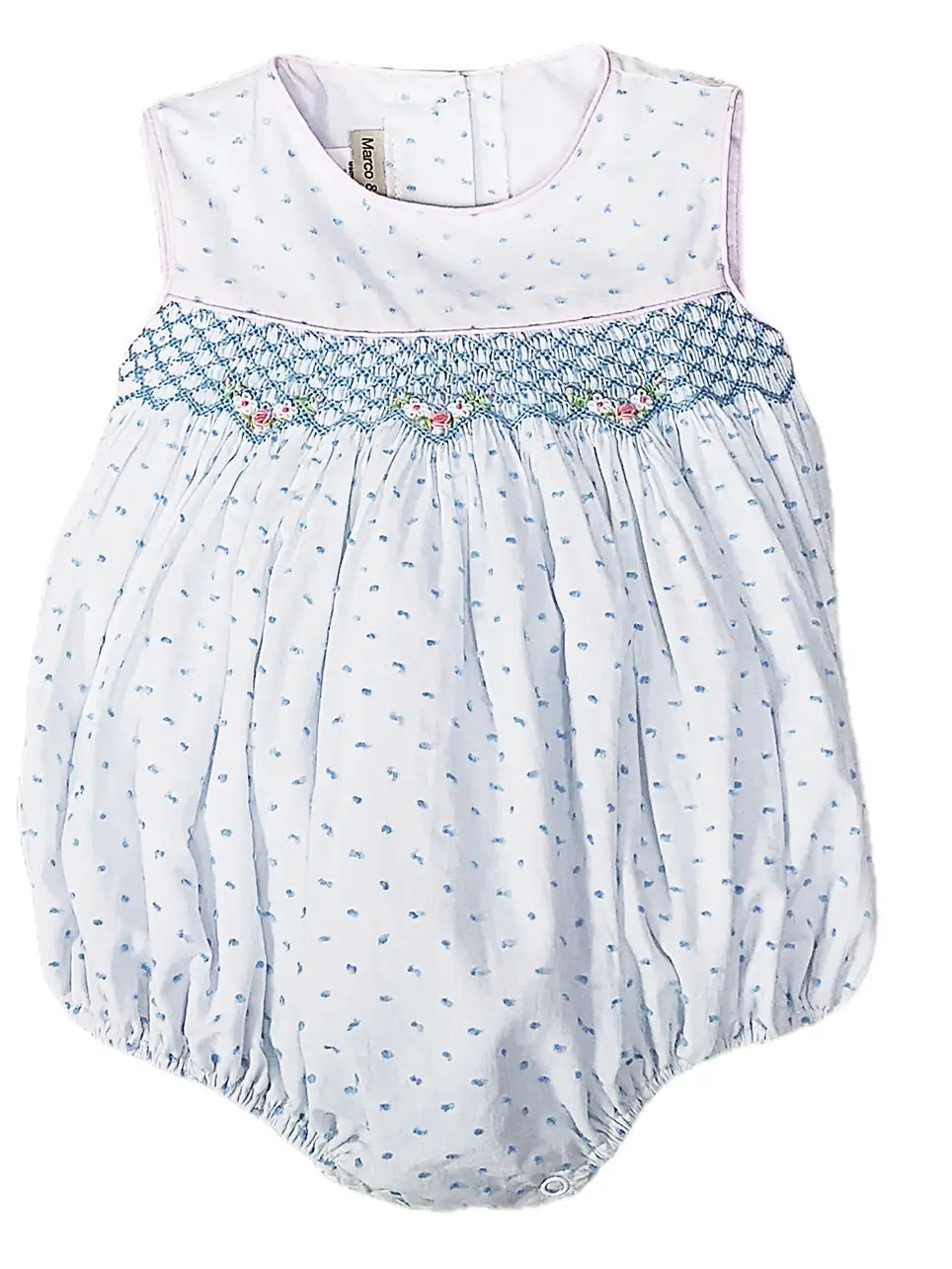 Marco & Lizzy | Sweet Spring Blue Smocked Plumeti Baby Girl Bubble