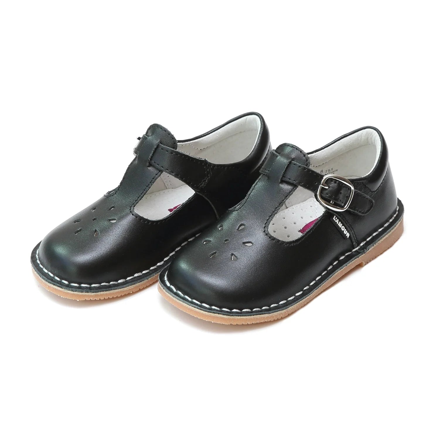 L'Amour Shoes | Joy Classic Leather T-Strap Mary Jane