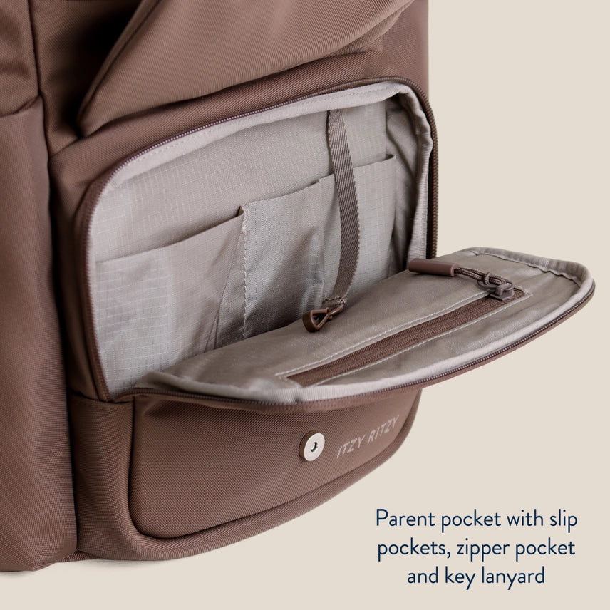 Itzy Ritzy | Belong Bucket Backpack™ – Modern Unisex Backpack in Mocha