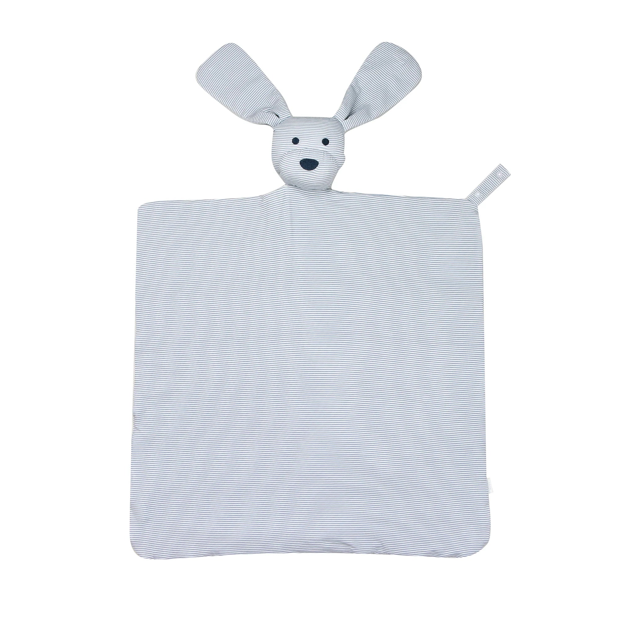 The Uptown Baby Mini Stripe Dog Lovey + Paci Clip Holder - Dusty Blue