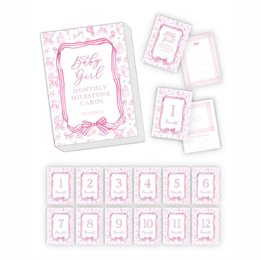 Baby girl Monthly Milestone Cards