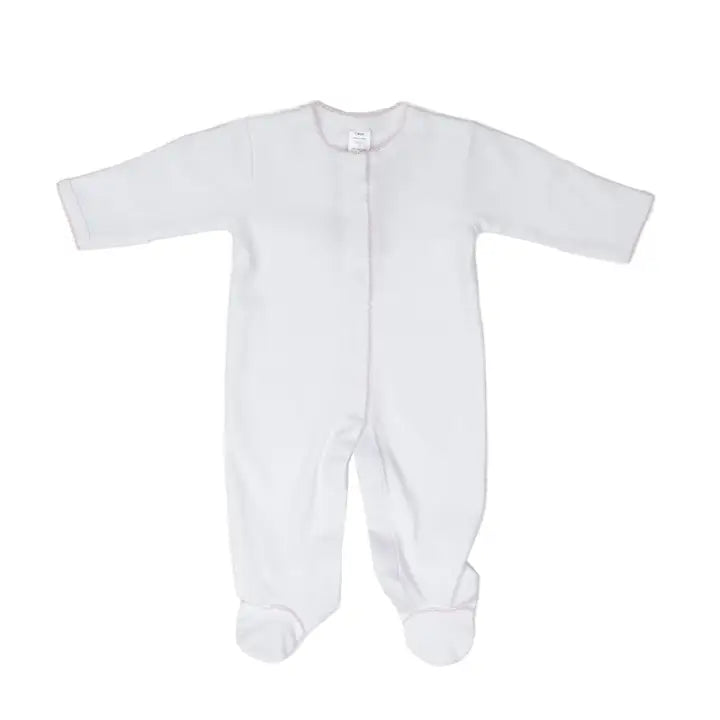 The Oaks Farrah White w/ Lt Pink Moonstitch Pima Cotton Footies