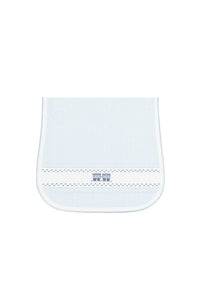 Nellapima | Blue Herringbone Embroidered Bib and Burp Cloth Set