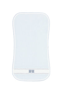 Nellapima | Blue Herringbone Embroidered Bib and Burp Cloth Set